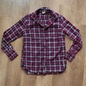 Woolrich Burgundy Plaid Button Down Shirt, Size Small